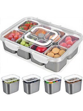 Portable Stainless Steel Snack Container with Lid & Handle - Perfect for